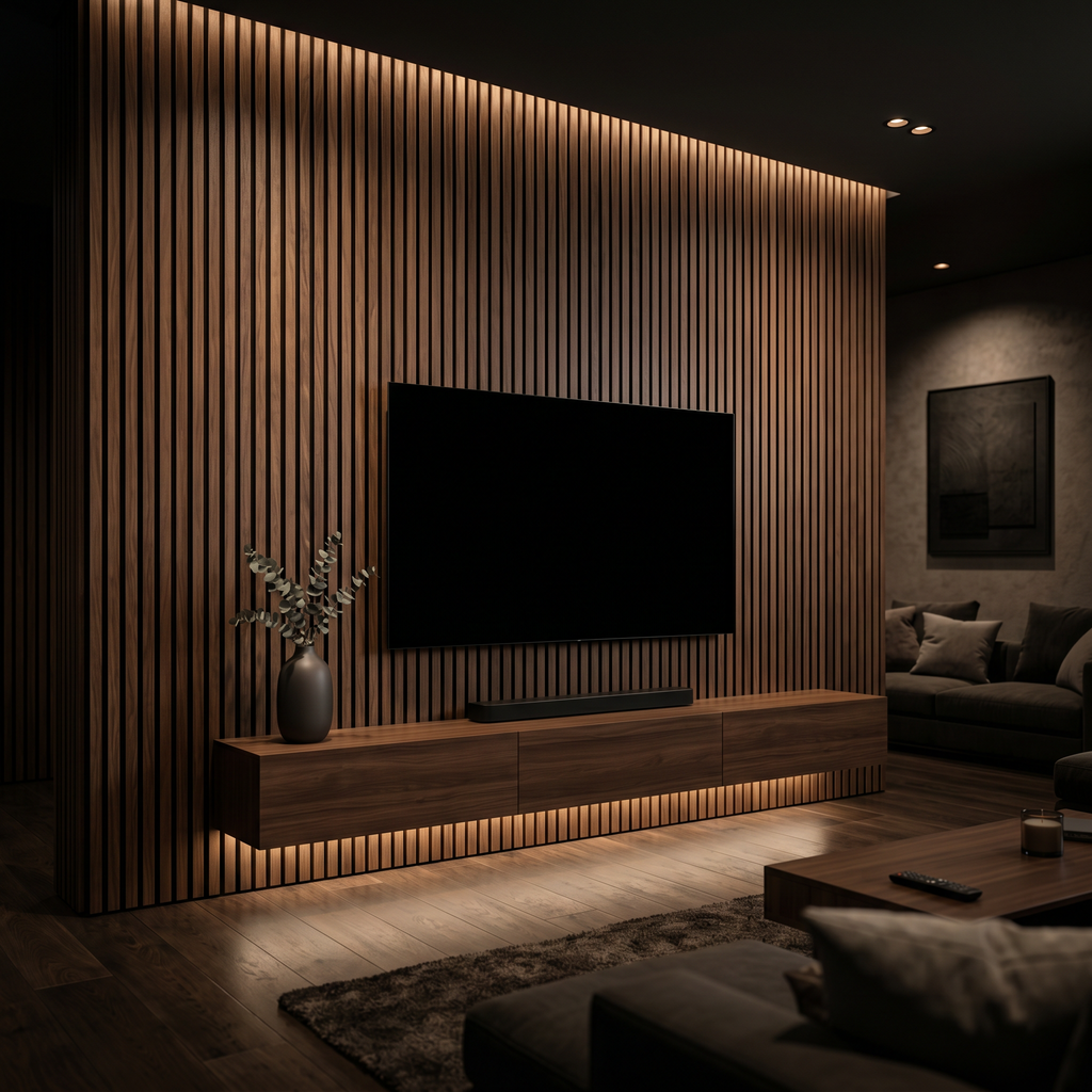 Halden House Walnut Acoustic Wall Panel - 270cm x 110cm