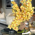 Yellow Cymbidiums in Lunar Pot
